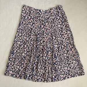 Hobbs London | Flowy Lightweight Pleated Floral Print Midi Skirt Pink Blue (10)